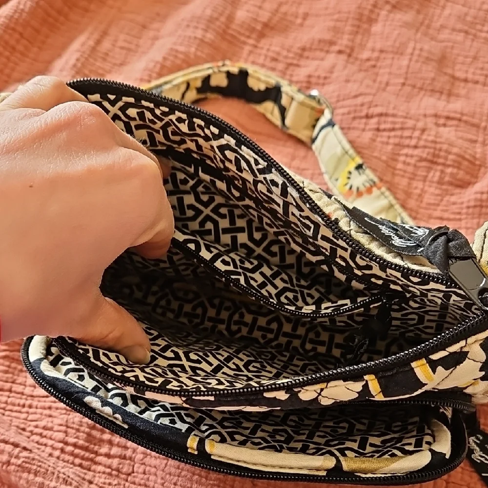 Vera Bradley Black and Yellow Floral Crossbody Bag - Picture 3 of 7